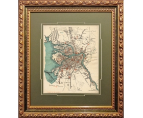 1926 год. Карта, план города Санкт-Петербург, в раме