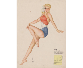 1944 год. Девушка июля, календарь ню на 1945 год