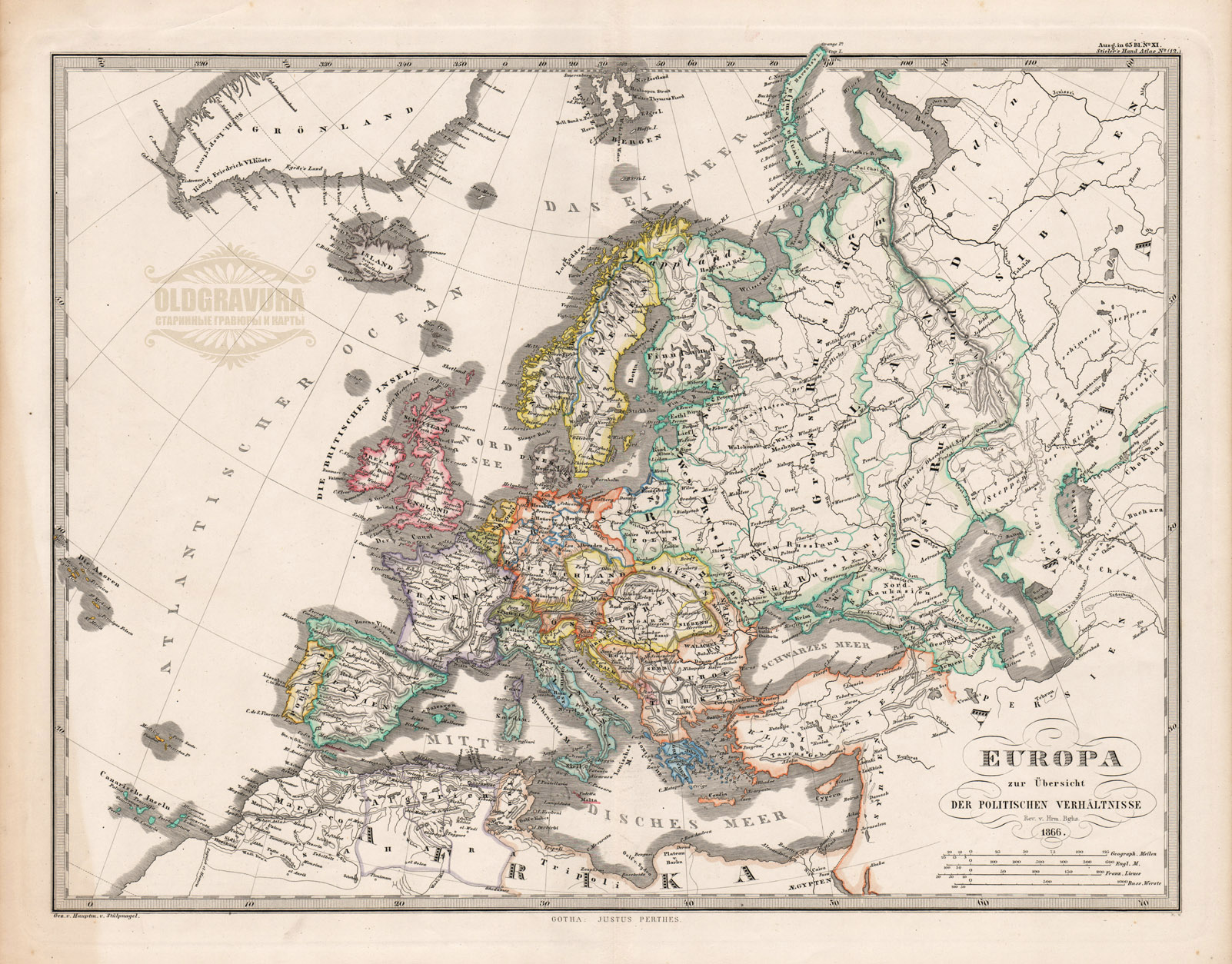 Карта европы 1860 года на русском