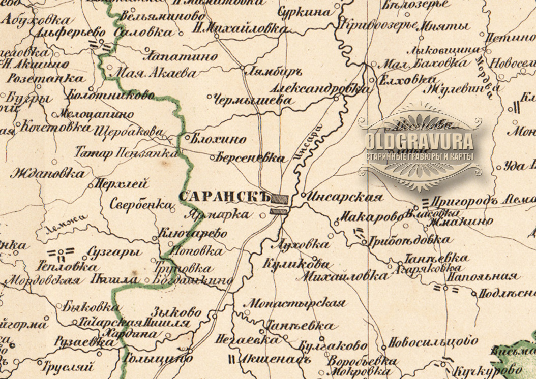 Карта краснослободского уезда пензенской губернии