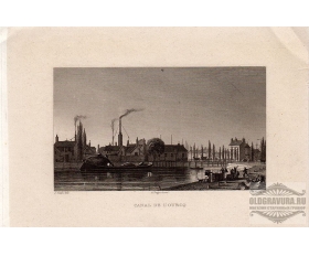 1830 год. Гравюра. Франция. Виды Парижа, судоходный канал Урк