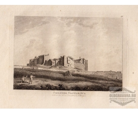 1784 год. Антикварная пейзажная гравюра, замок Честер