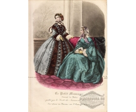 1860-е гг. Старинная гравюра, акварель, Мода