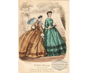 1863 год. Прогулка в парке, гравюра, акварель