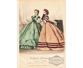 1864 год. Чтение письма, старинная гравюра, акварель