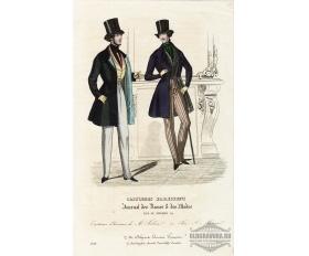 1838 год. Редкая антикварная гравюра Мужская мода