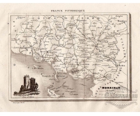 1835 год. Антикварная карта Франция Морбиан