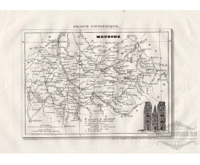 1835 год. Антикварная карта Франция Мёрт
