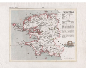 1830-е гг. Старинная карта Франция Финистер