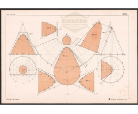 1898 год. Литография Конус с коническими сечениями