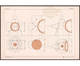 1898 год. Литография Пересечение цилиндра и конуса