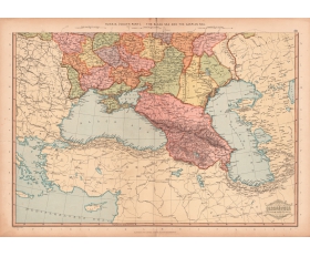 1893 год. Карта России Черное и Каспийское море