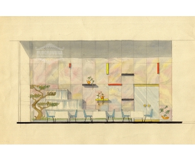 1960-е гг. Графика, акварель Проект ресторана или кафе