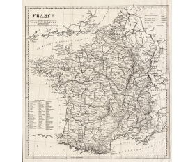 1850-70-е гг. Старинная карта Франция в департаментах