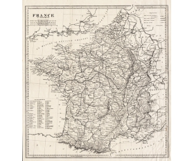 1850-70-е гг. Старинная карта Франция в департаментах