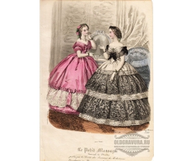 1861 год. Гравюра, акварель, Беседа двух дам