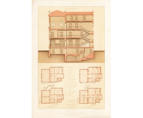 1878 год. Гравюра, Франция, Париж, Архитектурный план