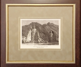 1881 год. Бамианские статуи Будды, гравюра