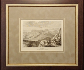 1881 год. Гора Гуниб, Дагестан, гравюра в обрамлении