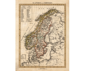 1850-е гг. Карта Швеции, Норвегии и Великого княжества Финляндского