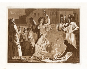 1818 год. Танец сибирской шаманки, антикварная акватинта