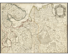 1706 год. Московия, гравированная антикварная карта