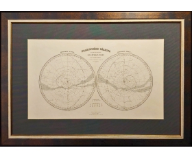 Старинная карта полушарий звездного неба, северного и южного