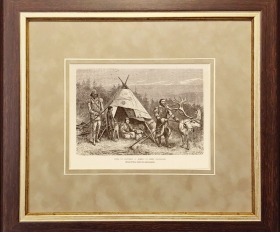 1881 год. Тунгусы, Сибирь и Дальний Восток, гравюра в раме