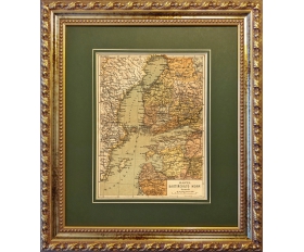 1913 год. Карта Балтийского моря издания Ильина, в раме