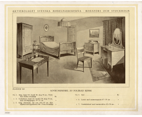 1910-20 гг. Комплект мебели в интерьере, старинная реклама