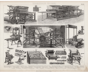 1870-е гг. Типографское оборудование, печатные станки, гравюра