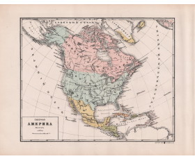 1898 год. Северная Америка, антикварная карта
