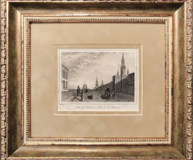1838 год. Москва, Кремль, Красная площадь, гравюра в раме