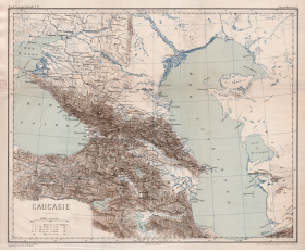 1880-е гг. Старинная карта Кавказа, увеличенный формат