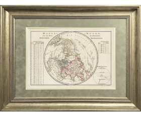 Карта северного полушария Земли картографа Ригобера Бонне, 1787 год