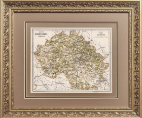 1896 год. Карта Московской губернии, в раме