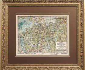 1903 год. Карта Санкт-Петербургской губернии, в раме