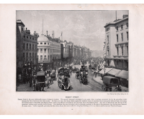 Старинная фотогравюра с видом на Риджент-стрит в Лондоне, 1896 год