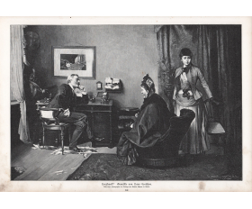 1892 год. Гравюра, Прием у врача - Сердце болит?