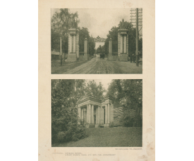 Гатчина, городские ворота и чайный домик Павла I, фото-тинто гравюра 1913 год