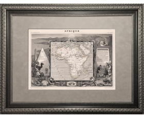 1854 год. Африка, антикварная карта - купить для украшения кабинета