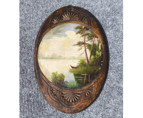 1900-е гг. Старинное настенное панно, пейзаж, русский стиль, резьба
