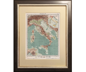 1910-е гг. Старинная русская карта Италии, в раме