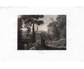 1818 год. Пейзаж, большая антикварная гравюра