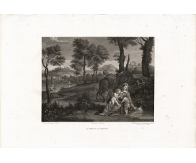 1818 год. Дева Мария с раковиной, большая антикварная гравюра