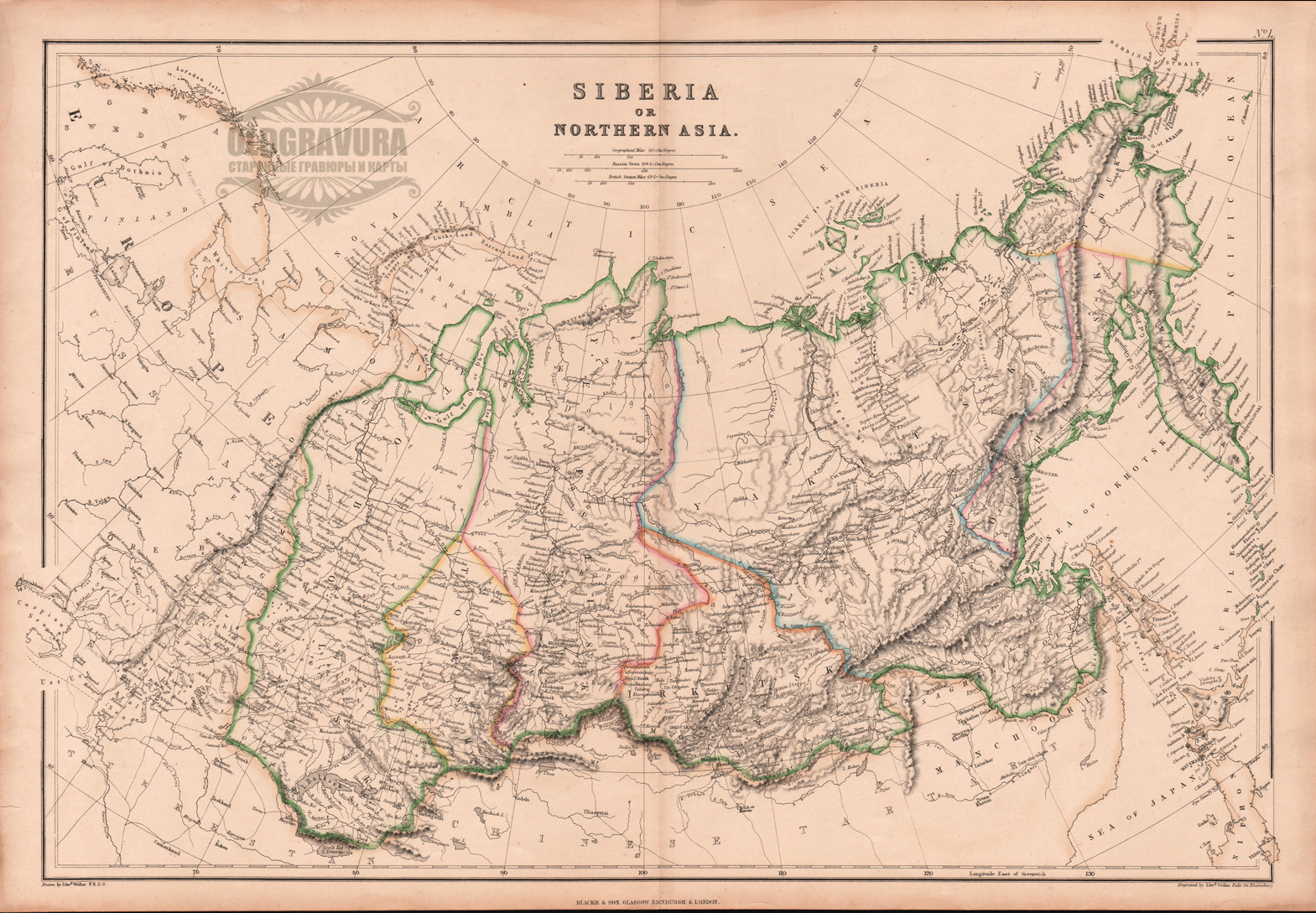 Старинная карта сибири